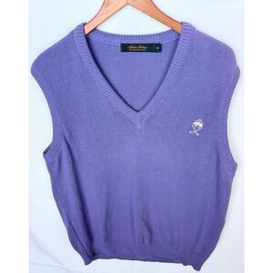 Brooks Brothers Mens‎ S Purple Cotton V-Neck Sweater Vest Golf Preppy Old Money